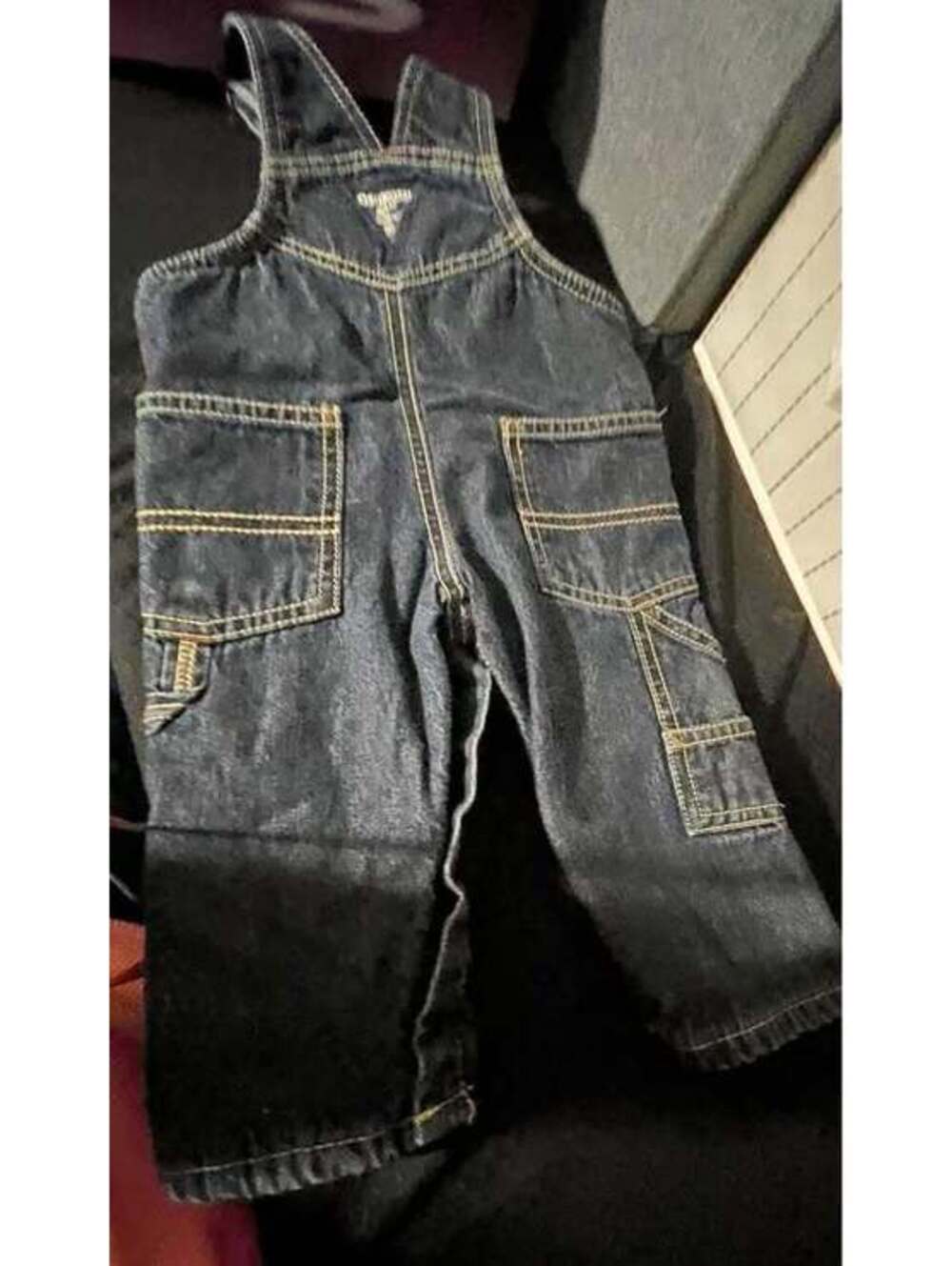 Oshkosh b’gosh denim overalls with red interior 9 month